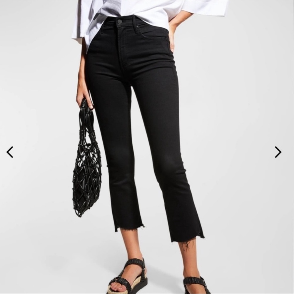 Mother MOTHER denim Insider Ankle Crop Step fray black size 24 25 XS 0 2